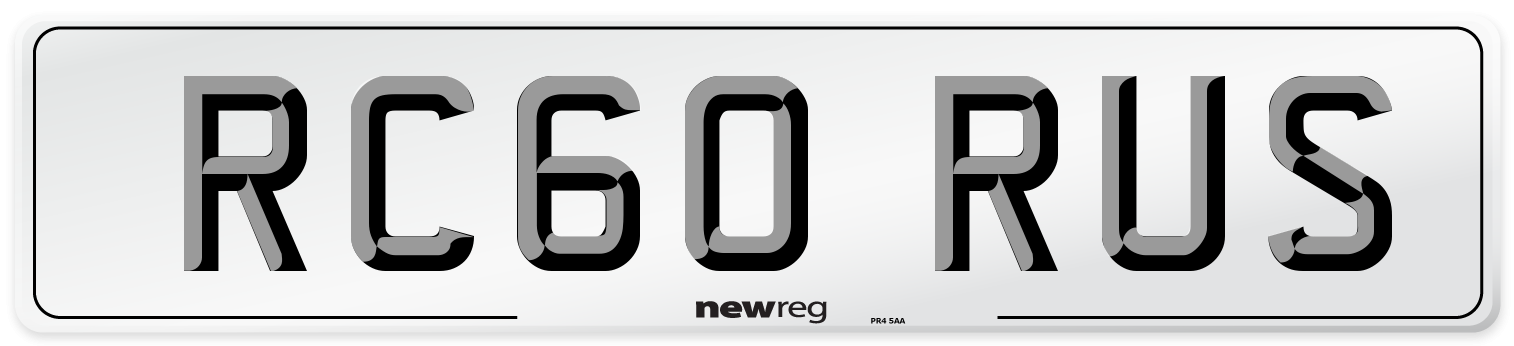RC60 RUS Number Plate from New Reg